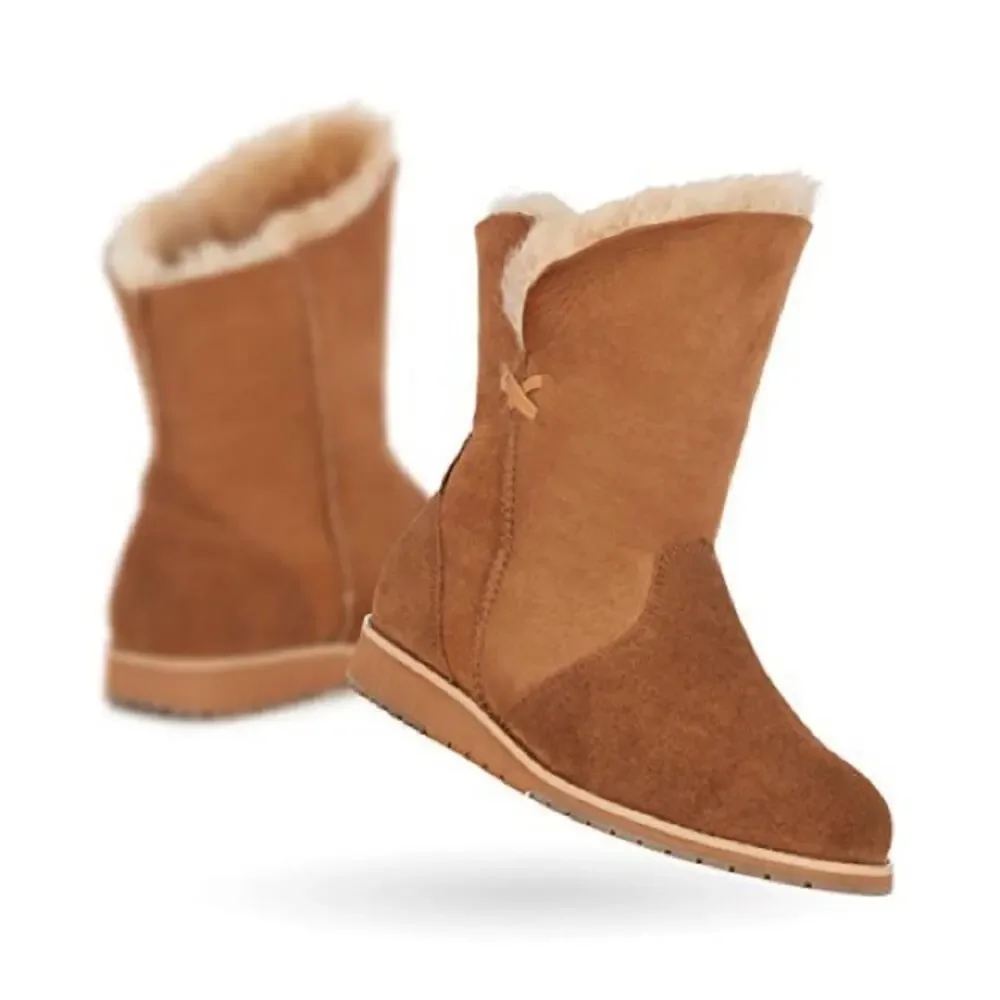 EMU Australia Beach Lo Winter Real Sheepskin & Suede Boots Sz 5 Camel
